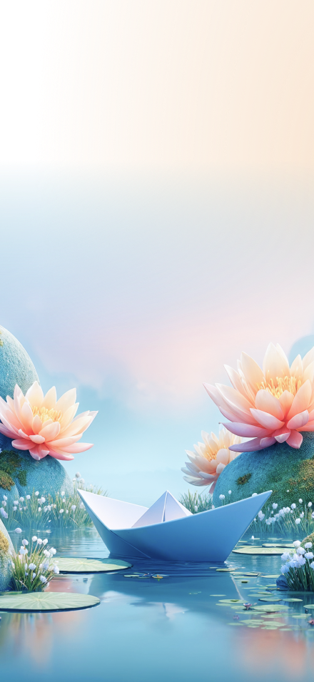 Paper boat on the lake