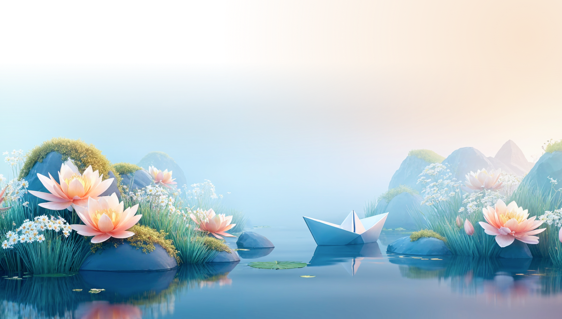 Paper boat on the lake